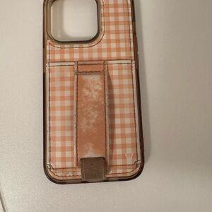 Walli yellow Gingham Phone Case with Hand Strap